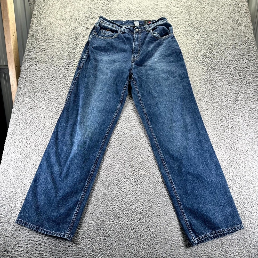 Vintage Kaalu Jeans Mens 32x34 Blue Cotton Denim Straight Baggy Faded Workwear